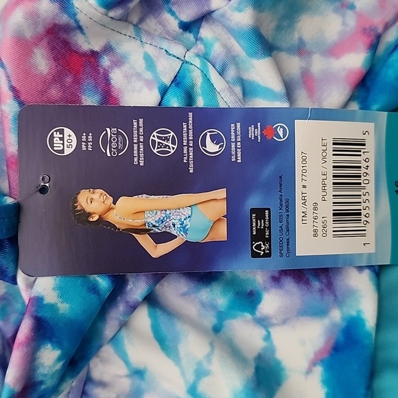 Speedo Girls 2-Piece Tankini Swimsuit Blue Purple Size 16 - Picture 6 of 10